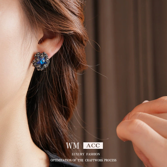 Wholesale Alloy Silver Earrings Set With Diamonds Star Geometric Female Highend Minimalist Retro Fashion