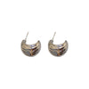 Wholesale Alloy Silver Needle Geometric C Shaped Pleated Bean Curved Earrings For Women With Electroplating