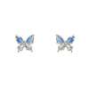 Wholesale Alloy 925 Silver Needle Insects Animals Style Pink Butterfly Cat's Eye Stone Electroplated Women's Earrings