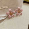 Wholesale Alloy Silver Pink Sweet Flower Ear Studs With Electroplating For Women Mori Cute Joker Design