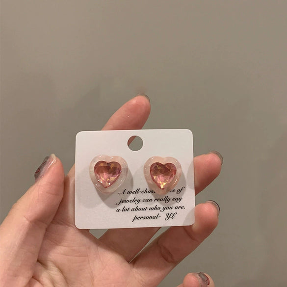 Wholesale Alloy Silver Pink Sweet Flower Ear Studs With Electroplating For Women Mori Cute Joker Design