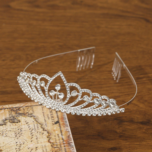 Wholesale Alloy Silver Plated Electroplating Crown Tiara Comb Women's Bridal Jewelry Hair Accessories