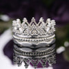 Wholesale Alloy Silverplated Geometric Crown Ring Detachable Threeinone Couple Style