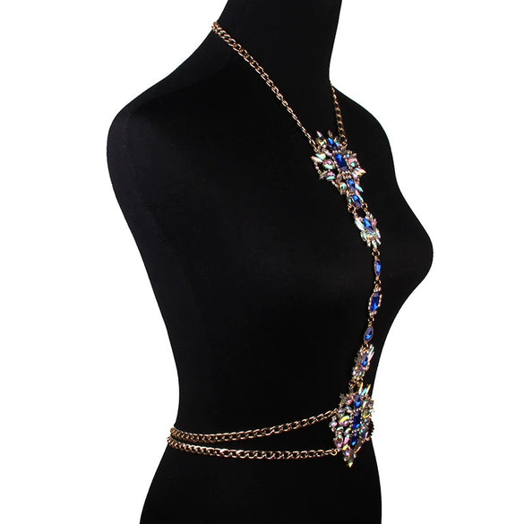 Wholesale Alloy Simple Body Chain Set With Diamonds And Flower Pattern For Women