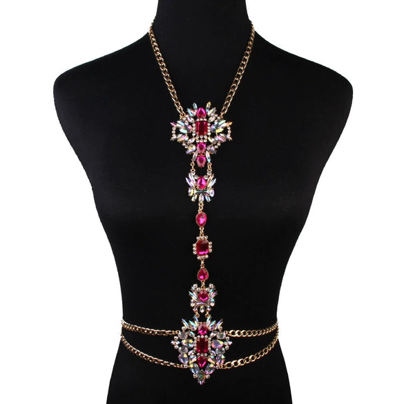 Wholesale Alloy Simple Body Chain Set With Diamonds And Flower Pattern For Women