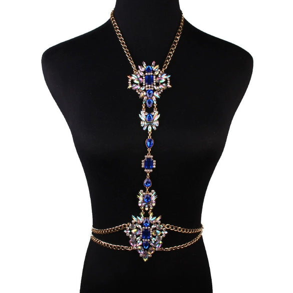 Wholesale Alloy Simple Body Chain Set With Diamonds And Flower Pattern For Women