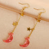 Wholesale Alloy Simple Moon And Star Women's Fashion Long Tassel Earrings With Electroplating