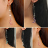 Wholesale Alloy Simple Moon And Star Women's Fashion Long Tassel Earrings With Electroplating