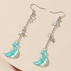 Wholesale Alloy Simple Moon And Star Women's Fashion Long Tassel Earrings With Electroplating