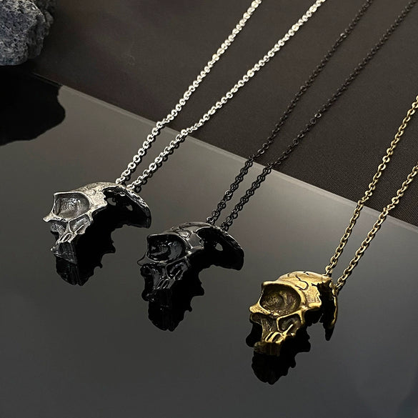 Wholesale Alloy Skull Pendant Men's Retro Gothic Necklace With Electroplating