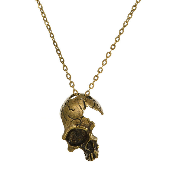 Wholesale Alloy Skull Pendant Men's Retro Gothic Necklace With Electroplating