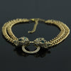 Wholesale Alloy Snake Bone Chain Necklace With Leopard Head Full Diamond Pendant Animal Zodiac Style