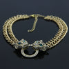 Wholesale Alloy Snake Bone Chain Necklace With Leopard Head Full Diamond Pendant Animal Zodiac Style