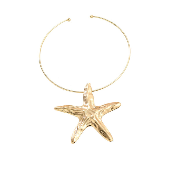 Wholesale Alloy Snake Bone Chain Starfish Pendant Women's Trendy Metallic Hip Hop Necklace With Geometric Design And Electroplating Treatment