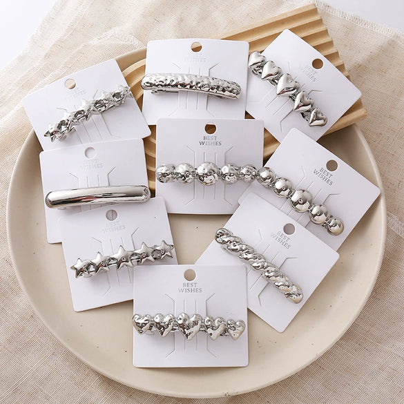 Wholesale Alloy Spring Clip Hairpin With Small Stars Pattern And Electroplating Process For Women