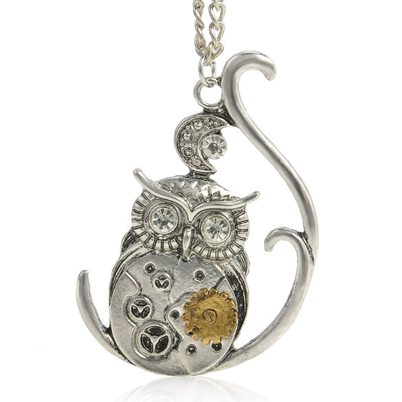 Wholesale Alloy Steampunk Heart Shaped Mechanical Gear Pendant Necklace For Women
