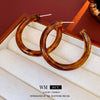 Wholesale Alloy Stud Earrings With Silver Needle Retro Brown C Shaped Geometric Style Electroplated