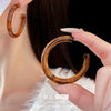 Wholesale Alloy Stud Earrings With Silver Needle Retro Brown C Shaped Geometric Style Electroplated