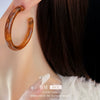 Wholesale Alloy Stud Earrings With Silver Needle Retro Brown C Shaped Geometric Style Electroplated
