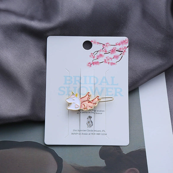 Wholesale Alloy Sweet Style Hair Accessories Starry Sky Cat Unicorn Frog Side Clips With Oiling Treatment