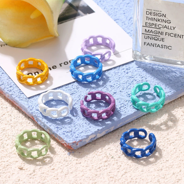 Wholesale Alloy Threaded Twist Ring Niche Style Geometric Pattern Electroplated