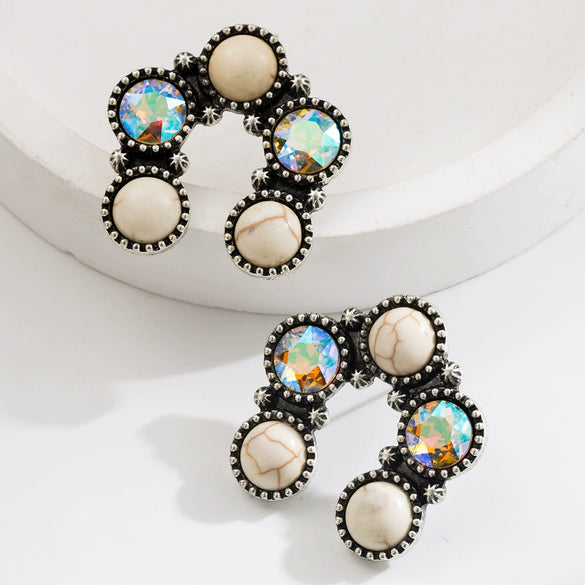 Wholesale Alloy Turquoise Geometric Retro Pendant Earrings For Women