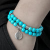 Wholesale Alloy Turquoise Handmade Geometric Tree Of Life Bracelet Twopiece Set
