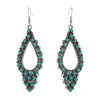 Wholesale Alloy Turquoise Inlaid Geometric Retro Cross Hollow Oval Women's Earrings Set