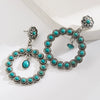 Wholesale Alloy Turquoise Inlaid Geometric Retro Cross Hollow Oval Women's Earrings Set