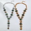 Wholesale Alloy Twist Chain Necklace With Imitation Natural Stone Embellishment And Retro Geometric Style For Ladies