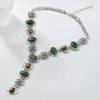 Wholesale Alloy Twist Chain Necklace With Imitation Natural Stone Embellishment And Retro Geometric Style For Ladies