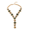 Wholesale Alloy Twist Chain Necklace With Imitation Natural Stone Embellishment And Retro Geometric Style For Ladies