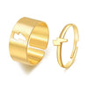 Wholesale Alloy Twocolor Gold And Silver Retro Hollow Geometric Fashion Women's Electroplated Ring Set