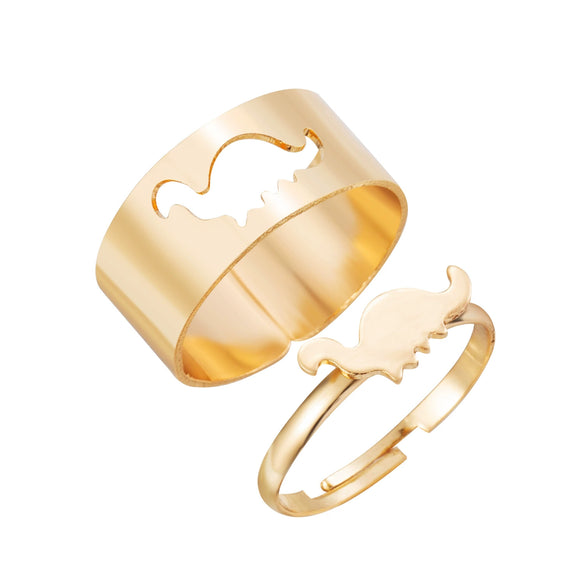 Wholesale Alloy Twocolor Gold And Silver Retro Hollow Geometric Fashion Women's Electroplated Ring Set