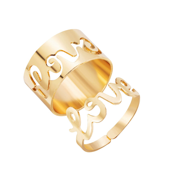 Wholesale Alloy Twocolor Gold And Silver Retro Hollow Geometric Fashion Women's Electroplated Ring Set