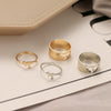 Wholesale Alloy Twocolor Gold And Silver Retro Hollow Geometric Fashion Women's Electroplated Ring Set