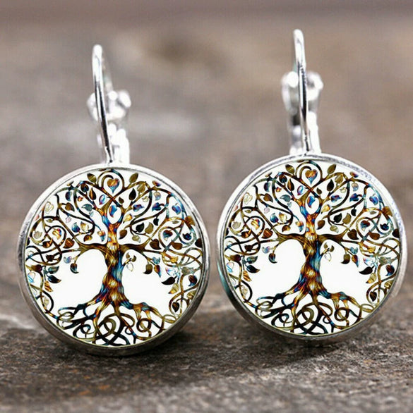 Wholesale Alloy Vintage Geometric Gem Pendant Earrings With Electroplating