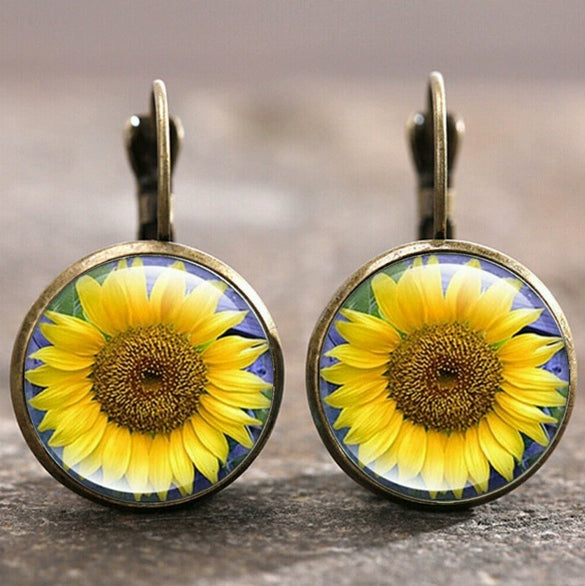 Wholesale Alloy Vintage Geometric Gem Pendant Earrings With Electroplating