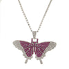 Wholesale Alloy Women's Animalpatterned Diamondinlaid Cuban Butterfly Retro Stylish Exaggerated Pendant Necklace Hiphop Accessories