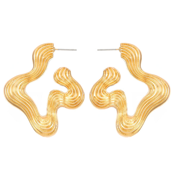Wholesale Alloy Women's Asymmetric Heartshaped Liquid Lava Earrings With Geometric Pattern And Electroplating