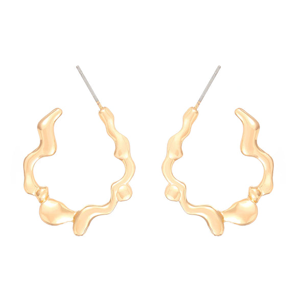 Wholesale Alloy Women's Asymmetric Heartshaped Liquid Lava Earrings With Geometric Pattern And Electroplating
