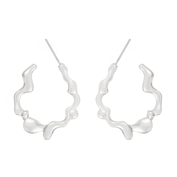 Wholesale Alloy Women's Asymmetric Heartshaped Liquid Lava Earrings With Geometric Pattern And Electroplating