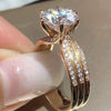 Wholesale Alloy Women's Classic 6Claw Luxury Diamondencrusted Geometric Ring