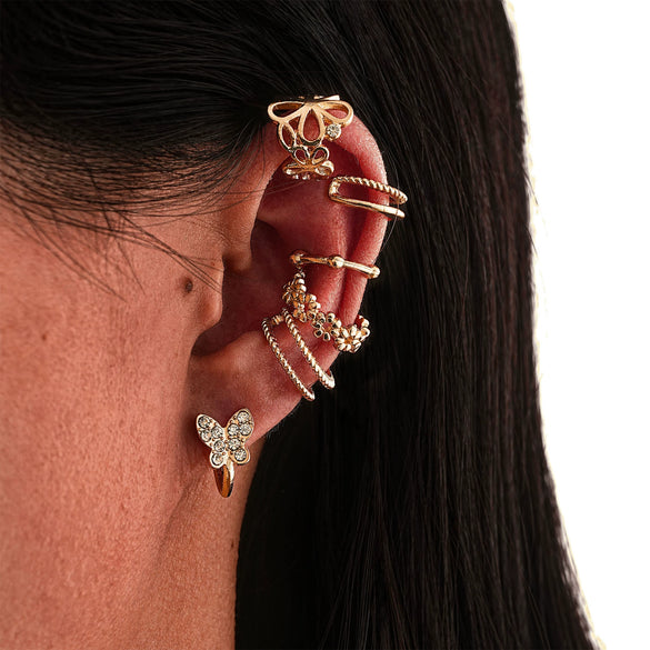 Wholesale Alloy Women's Earrings With Flower And Geometric Pattern Electroplated