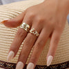 Wholesale Alloy Women's Fashion Simple Ins Niche Creative Retro Open Adjustable Letter 2Piece Set Ring With Electroplating
