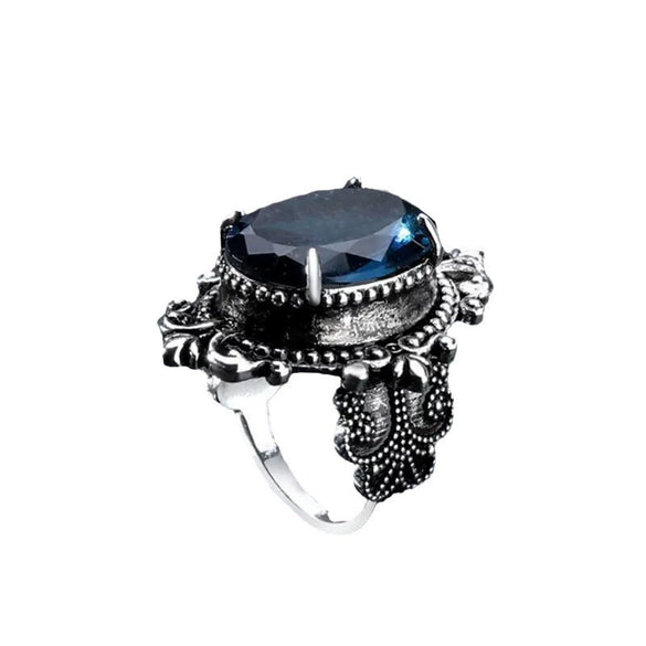 Wholesale Alloy Women's Geometric Royal Vintage Lace Exaggerated Blue Mirror Electroplated Ring