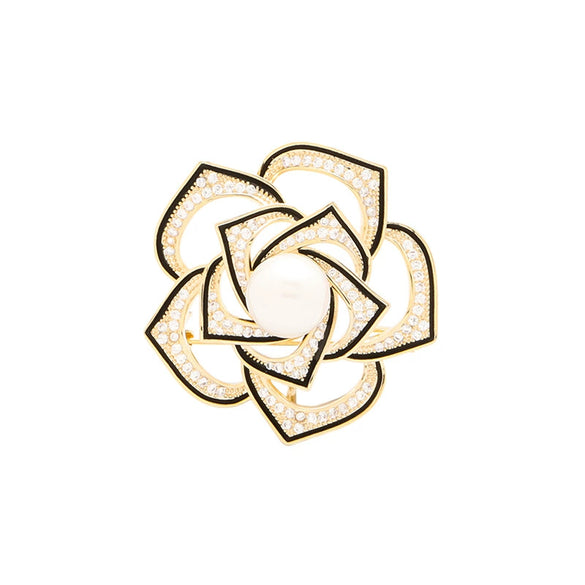 Wholesale Alloy Women's Natural Flower Style Hollow Design Electroplated Camellia Brooch