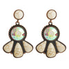 Wholesale Alloy Women's Retro Bohemian Style Flower Patterned Turquoise Earrings With Diamond Treatment
