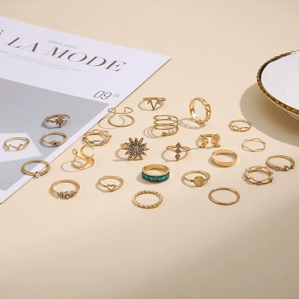 Wholesale Alloy Women's Ring With Geometric And Leaf Pattern And Electroplating Treatment