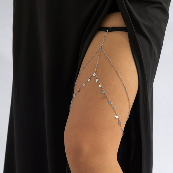 Wholesale Alloy Women's Simple Geometric Star Rhinestone Tassel Leg Ring Body Chain Thigh Chain